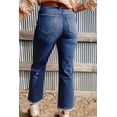thumbnail image 4 of Women High Waist Flared Jeans with Raw Hem Mineral Wash Bell Bottom Denim Pants Non Stretch Vintage Inspired Retro Style, 4 of 20