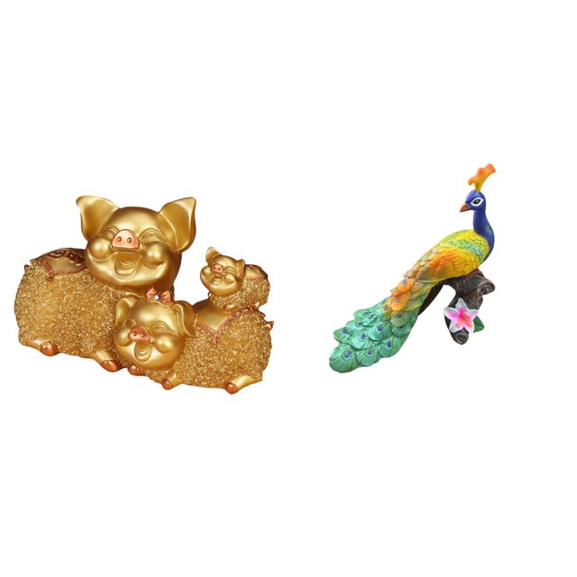 Figura de escritorio,Figura de cerdo de la suerte para decoración de escritorio de oficina y hogar,Colección de estatuas de animales,regalo de inauguración de la casa,Estatua del pavo
