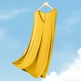 thumbnail image 2 of Soft Cotton Nightgowns for Women, Sleeveless Tank Sleepshirts with Chest Padded V Neck Sleepwear Comfy Casual Pajama Dress Plus Size Nightgown Yellow XL, 2 of 5