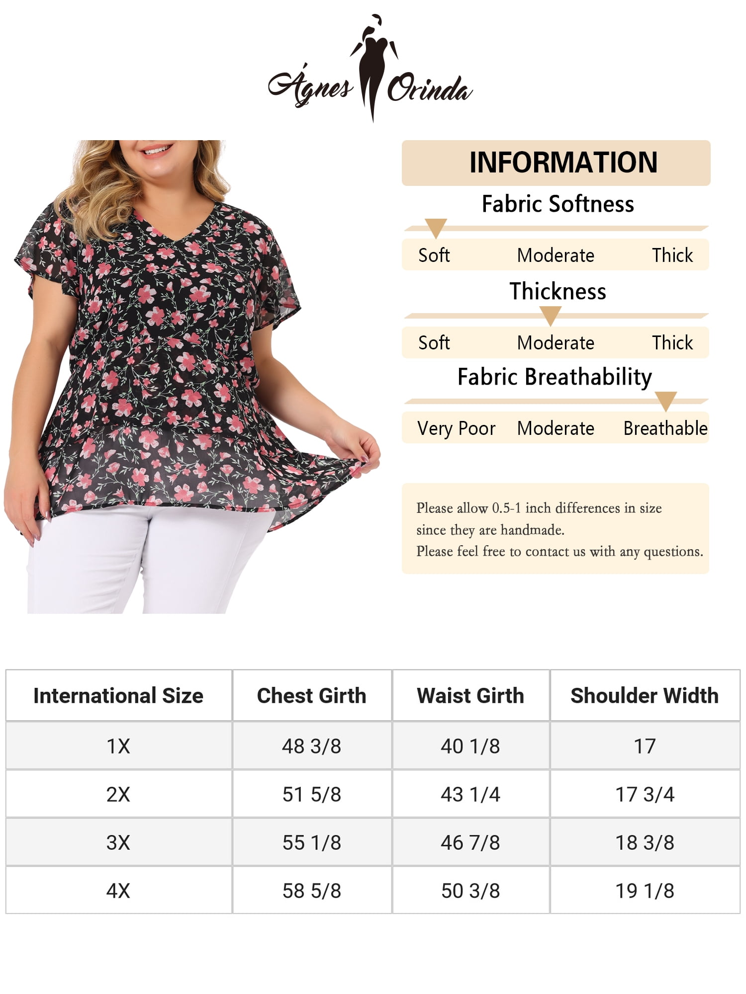 Unique Bargains Women's Plus Size V Neck Flare Floral Print Sleeve Tiered Peplum Top