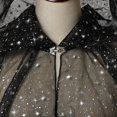 thumbnail image 4 of FASHOFT Women's Gold Foil Halloween Hooded Cape Cloak Train Lace Shawl Cosplay Outfit Party Stage Performance Elegant Dress Up Halloween 130, 4 of 4