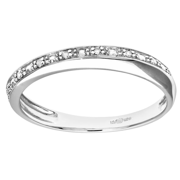 9ct White Gold Jewelco London 2pts Diamond Pave Edge Half Eternity Ring 3mm
