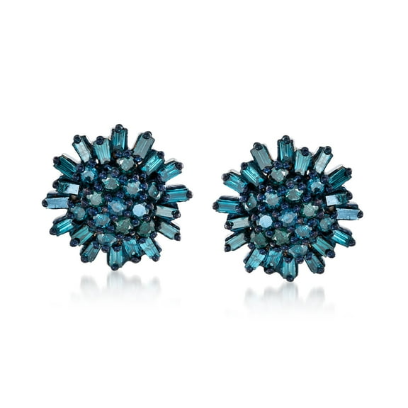 Ross-Simons 0.75 ct. t.w. Blue Diamond Earrings in Sterling Silver, Women's, Adult