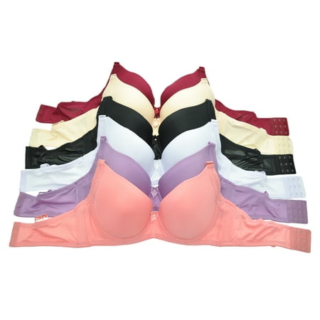6-Pack Wired Padded T-Shirt Bras with Wide Wings (Best Padded Bra No Wire)