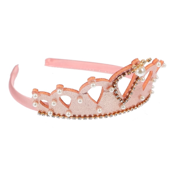 SOPOTUTU Pink Pearl Tiara Headband with Rhinestones, Ideal for Party Decoration and Girls' Keepsake Gift