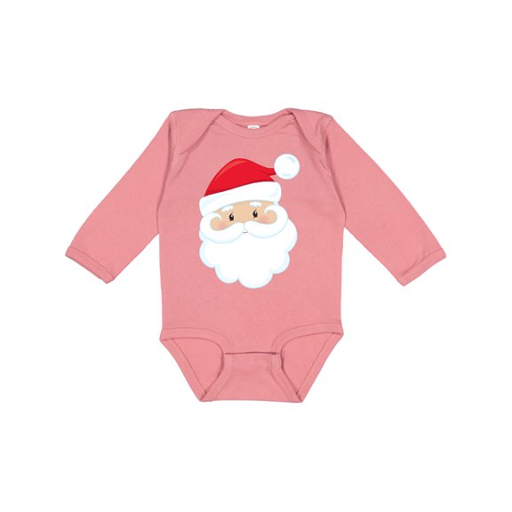 Inktastic Santa Claus, Smiling Santa, Red Hat, White Beard Boys or Girls Long Sleeve Baby Bodysuit