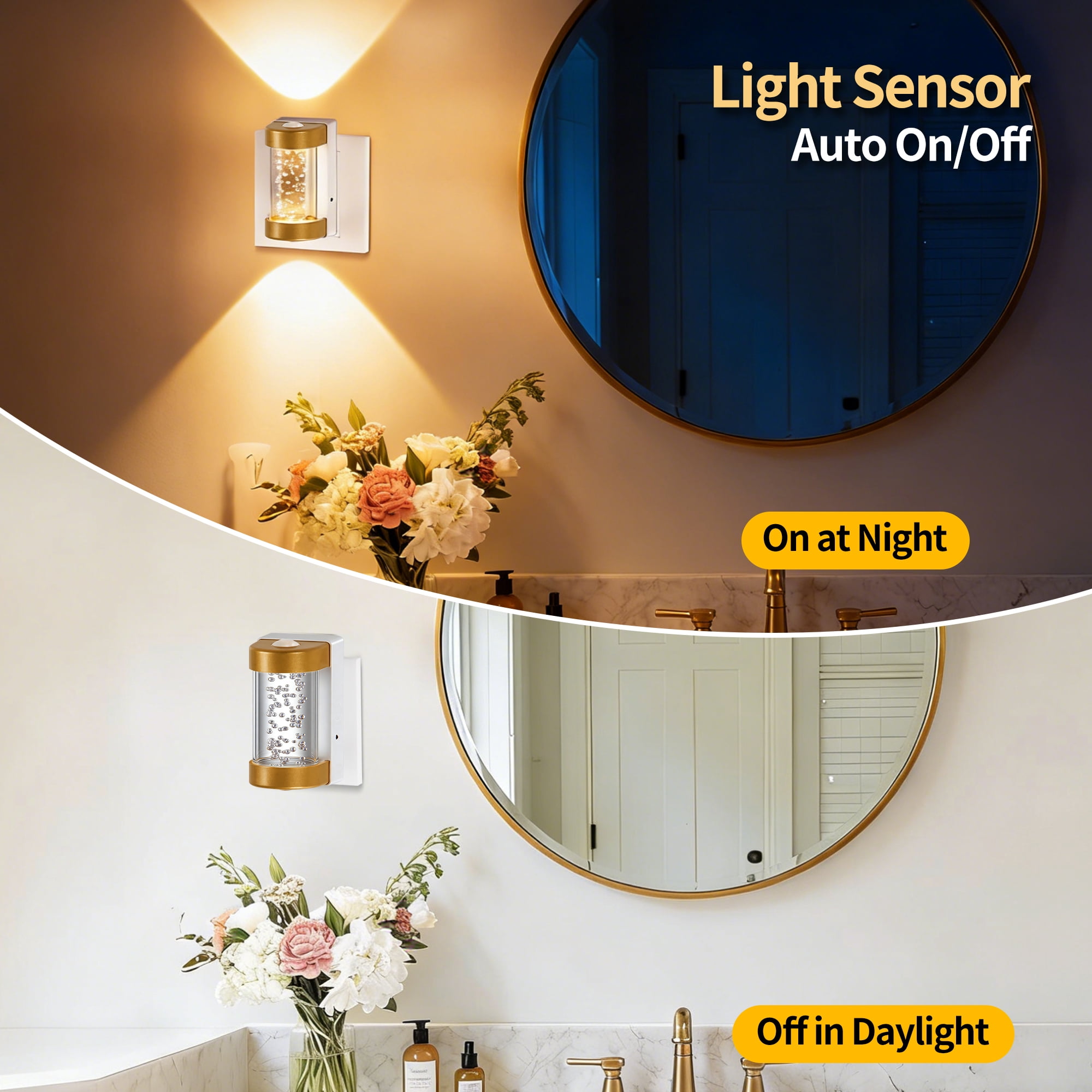 SUNBEAK LED Night Light,Decorative Plug in Night Light,Dimmable Nightlight with Light Sensor,Projector Dusk to Dawn Night Light Plug into Wall,3000K Soft White Bubble Night Light for Bathroom,Hallway