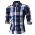 thumbnail image 5 of ZHUASHUM T Shirt For Mens Long Sleeve Fashion Plaid Button Down Shirts Casual Dress Shirt Daily Wear Going Out Tops Blue 3XL, 5 of 5