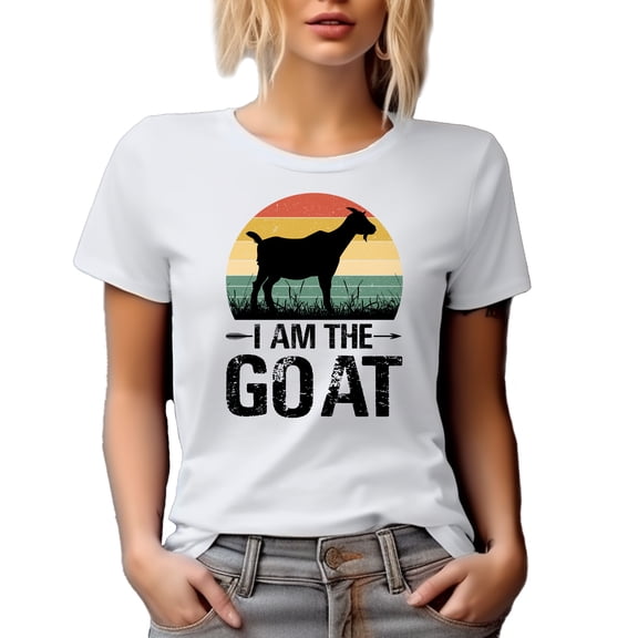 Retro I Am the Goat, Confident Person Themed, White T-Shirt, Small