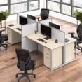 thumbnail image 2 of Easy Office 4 Person Cubicle Desk with Drawers in Natural Elm - Engineered Wood, 2 of 8