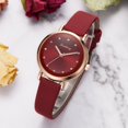 thumbnail image 2 of Reloj de cuarzo con banda de cuero de PU y decoración de diamantes de imitación Reloj de pulsera femenino informal (rojo), 2 of 4