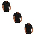 thumbnail image 3 of stanreset 1/2/3 Fête Randonnée Chemise Homme Simple Boutonnage Été Boutonnée Manches Courtes Polyester Mode Cadeau d'Anniversaire Noir TG 3 Pcs, 3 of 6