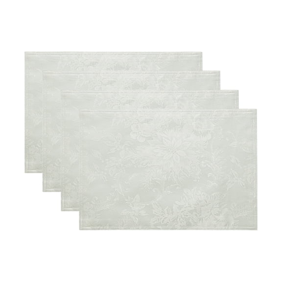 Elrene Home Fashions Poinsettia Elegance Jacquard Holiday Placemat, Ivory, 13" x 19"