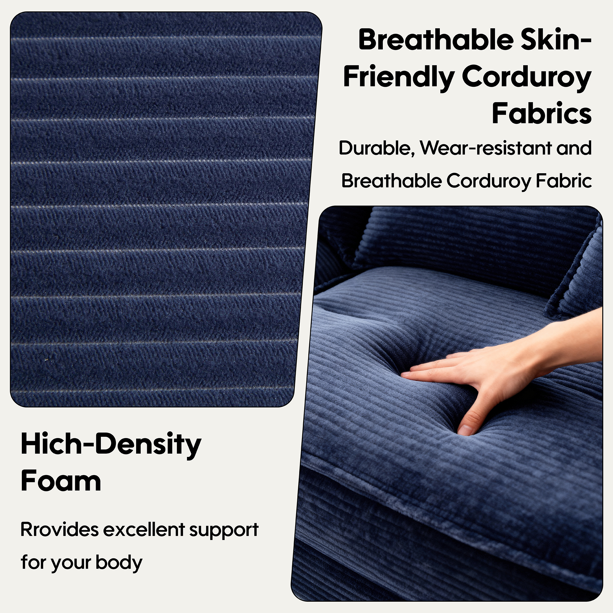 84" Comfy Corduroy Sofa 2-Seater Deep Seating Loveseat with Pillows for Small Spaces