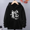 thumbnail image 2 of JWZUY Womens Jumper Long Sleeve Pullover Trendy Loong Printing V Neck Spring Relaxed Hoodie Black XL, 2 of 5