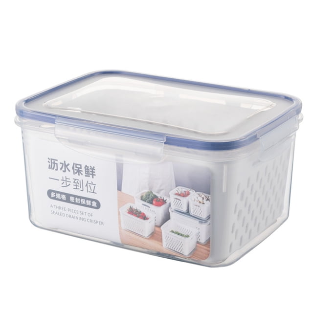 Bewildely Caja de almacenamiento de frutas y verduras para nevera, gran capacidad, escurridor hueco para cocina, organizador de despensa para el hogar, Organizadores de utensilios de cocina Largo Bewildely HA070910-03