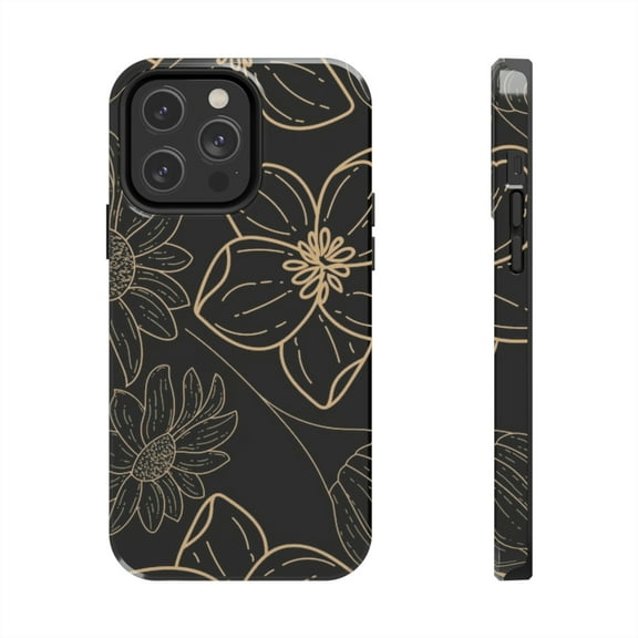 BeABetterHumanStore Apple iPhone 14 Pro Max Plus Tough Phone Case Black Floral Slim