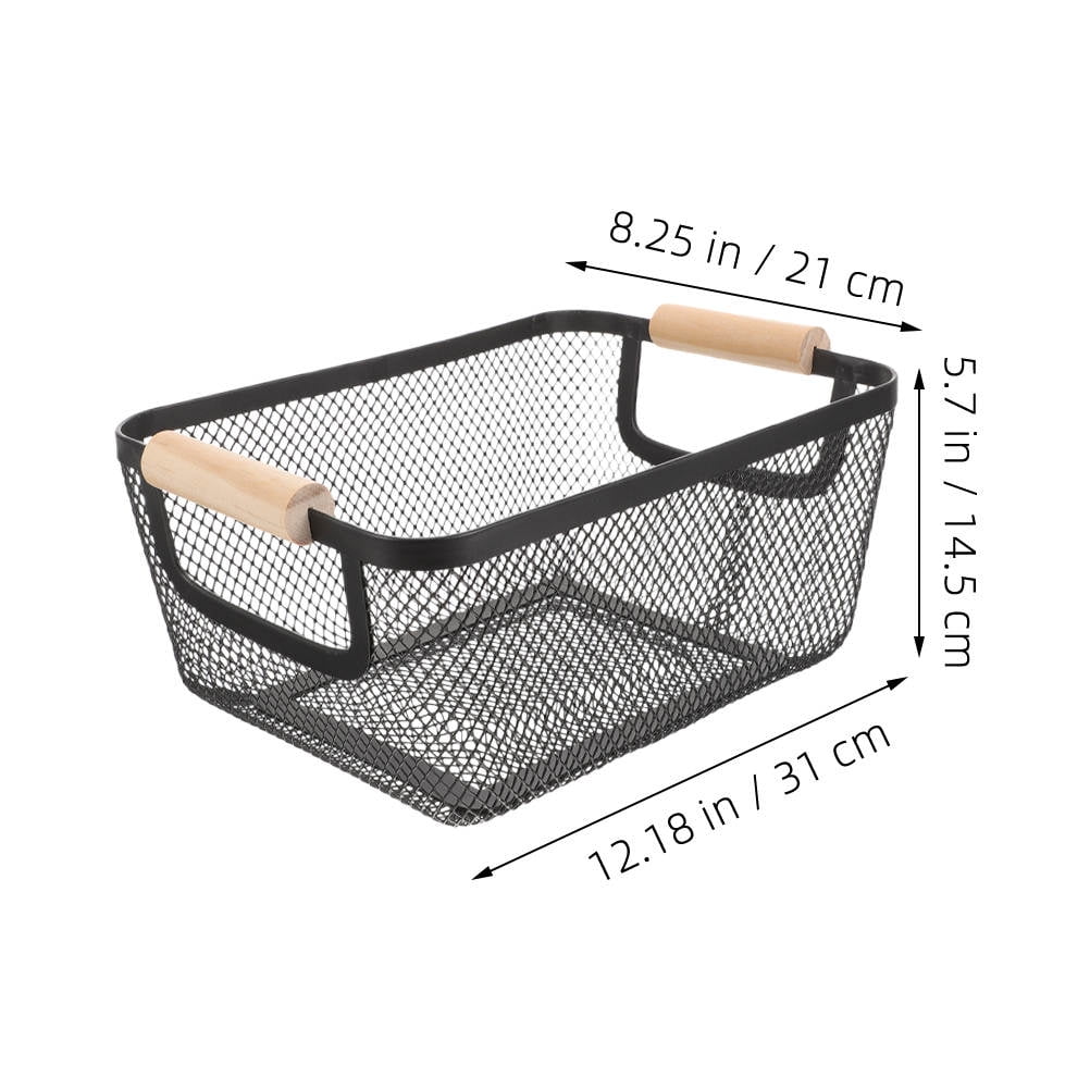 OFFIGAM Mesh Wire Basket for Storage Black Rectangular Basket Organizer for Kitchen Bathroom Home 1Pack