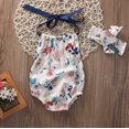 thumbnail image 4 of Douhoow Infant Baby Girl Floral Romper with Headband Sleeveless Sunsuit Casual Jumpsuit 0-18M, 4 of 8