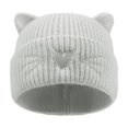 thumbnail image 3 of Baby Knit Beanie Cat Ear, Toddler Newborn Winter Warm Cute Ears Love Heart Embroidered Infants Cap, Gray 0-6 Months, 3 of 8
