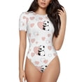 thumbnail image 1 of Bingfone Motif Cœur Panda Justaucorps à Col Rond pour Femmes, Bouton Pression Serré Manches Courtes, Adapté pour Fête, Sports, Usage Quotidien-TTG, 1 of 7