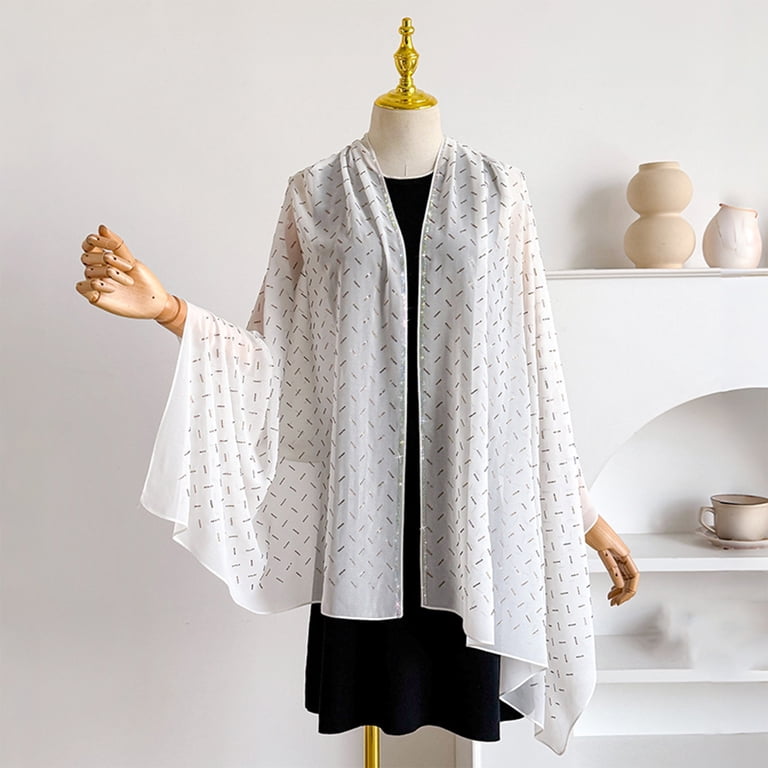 Women's Soft Sheer Lace Evening Shawls, Elegant Wedding Formal Dress Wraps, Lightweight Scarf Accessories for Party Prom Events,White