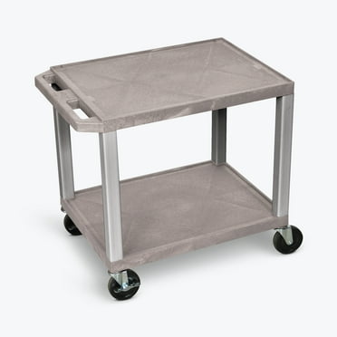 Luxor WT26GY-N 2 ft. AV Cart with 2 Shelves & Nickel Legs, Gray