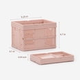 thumbnail image 2 of 2-Pack(9.25"x6.1"x6.7") Storage Crates Plastic Baskets With Handle For Desktop Shelf Drawer, Stackable Folding Containers Baskets for Kitchen Classroom Bedroom Bathroom Office(Orange Pink), 2 of 6