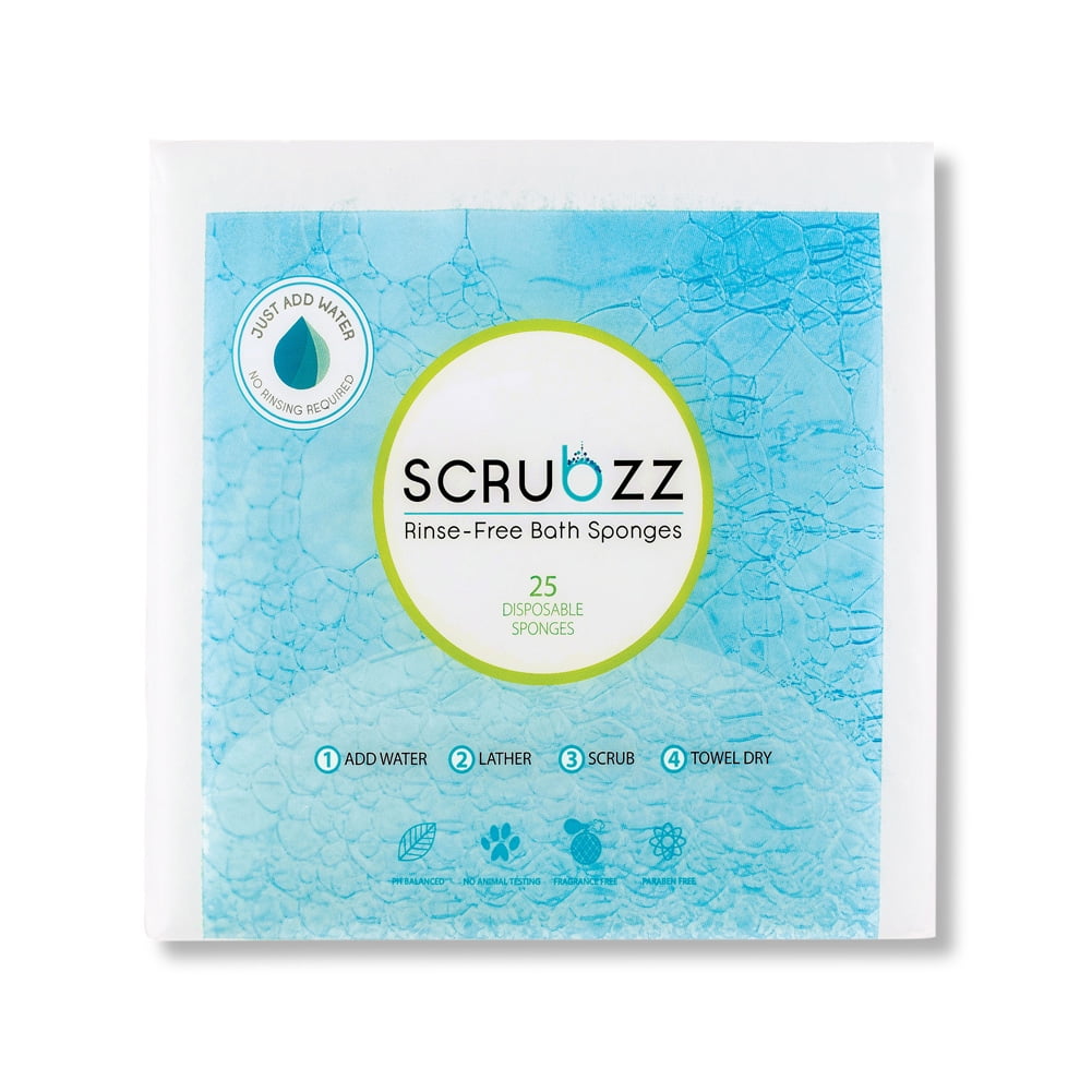 Scrubzz RinseFree Disposable Bathing Sponges for Easy Cleanse