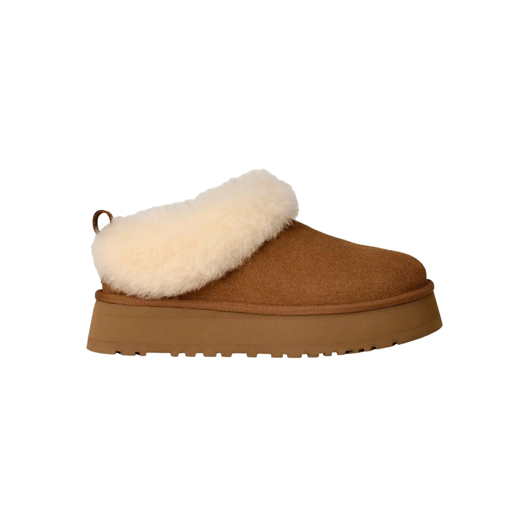 UGG Womens Tasman Clog, Chestnut Suede Slippers, Sheepskin Lining