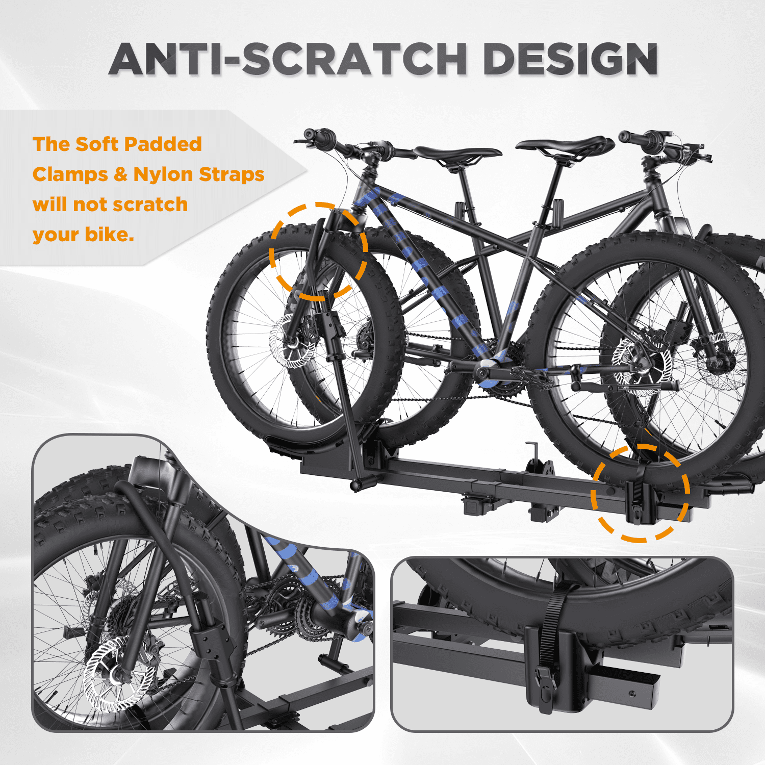Tanx 2-Bike Hitch Mount Rack, 200lbs Ebike Fat Tire Bike Carrier, Model HB304, Black