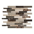 thumbnail image 2 of Sample - Beige Brown Natural Stone Crackle Glass Blended Mosaic Tile Kitchen Backsplash, 2 of 6