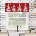 thumbnail image 4 of Christmas Red Valances for Windows White Xmas Tree Winter Snowflakes Wood Grain Rod Pocket Curtain Valance Window Treatment Short Curtains for Kitchen Living Room, 60"x14", 4 of 5