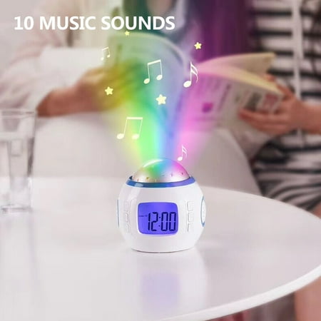Amdohai Colorful Projection Alarm Clock With Electronic Perpetual Calendar And Thermometer Snooze Function Multifunctional Night Light Nature Sounds Canada Amdohai Colorful Projection, Alarm Clock With Projection And Nature Sounds