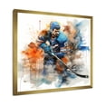 thumbnail image 2 of Designart "Chronicles of US Hockey Ice in Blue I" Sports Framed Wall Art Decor - Modern Blue Sport Hockey Living Room Framed Canvas Art, 2 of 6