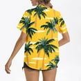 thumbnail image 4 of Charella Women's Hawaiian Button down Shirts Casual Floral Printed Short Sleeve Tops Summer Trendy Loose Fit Blouses (2XL, Yellow 1), 4 of 5