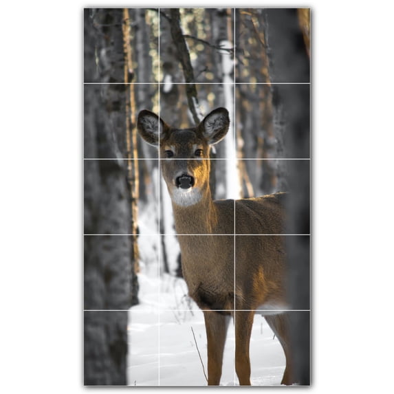 Picture-Tiles.com: Deer Ceramic Tile Wall Mural WAL500450-35XL. 36"W x 60"H using (15) 12" x 12" Ceramic Tiles-Satin Finish