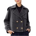 thumbnail image 2 of Black**Friday Chaoheng Womens Coats Outerwear Winter Women's Suede Double-Breasted Jacket,Cropped Oversized Blazer, 2 of 7