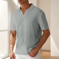 thumbnail image 7 of BXINGOHAI Men's Knit Shirt Short Sleeve Crew Neck Casual Summer Fit Hollow Out Solid Color Knitted Shirts Gray,M, 7 of 7