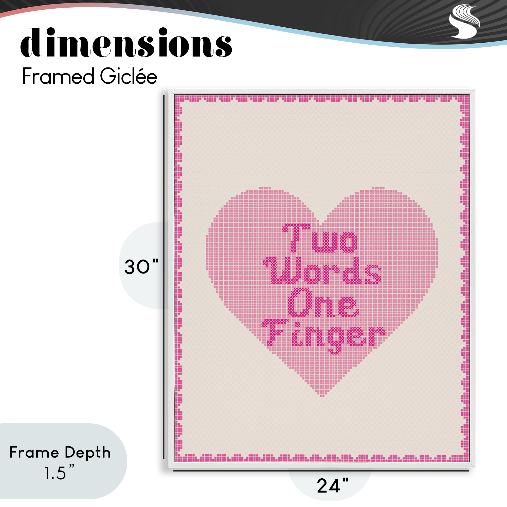 Stupell Industries Two Words One Finger Heart White Framed Giclee Art, design by Lil' Rue