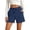 A-Dark Blue3, variant on Women's Denim Shorts Wide-Leg High Waist Drawstring Pocketed Summer Trousers Solid Color Minimalist Holiday Bottoms