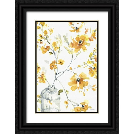 Audit, Lisa 17x24 Black Ornate Wood Framed with Double Matting Museum Art Print Titled - Happy Yellow 06A