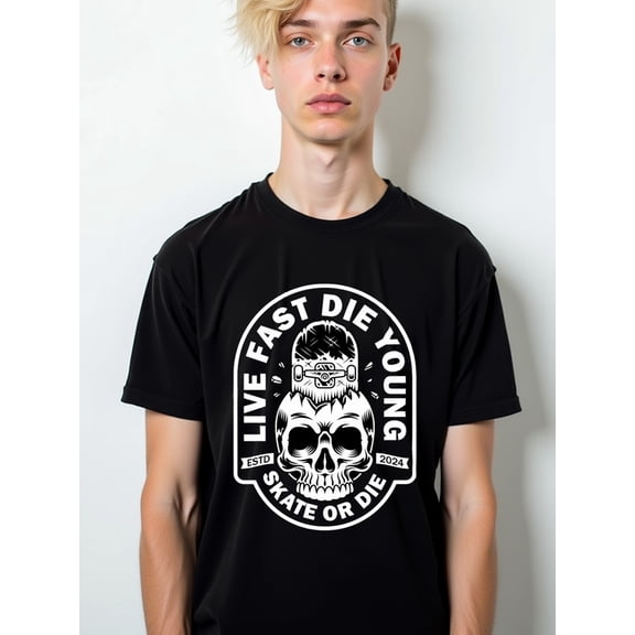 Live Fast Die Young Skate Tee Men's graphic t shirts black 2026 casual spring and summer clothing Original Unisex Shirt Graphic Tee tshirts