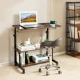 thumbnail image 2 of SUREGO Adjustable Computer Desk with Storage Shelves, 3 Level Study Table with Lockable Wheels, 3 USB Ports & 2 AC Outlets, Ergonomic Laptop Table for Home Office, Brown, 2 of 9