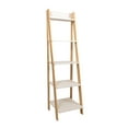 thumbnail image 4 of Jela Solid Wood Split 5 Shelf Ladder Bookcase - Natural Legs-White Shelves, 4 of 8