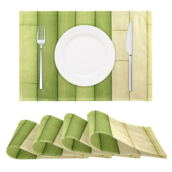 Fresh Bamboo Texture Reversible Placemat Non Slip Coffee Mat 18x12 Inch for Dining, Kitchen, Coffee