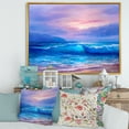 thumbnail image 2 of Designart 'The Sea By The Beach With Golden Sunset' Nautical & Coastal Framed Canvas Wall Art Print, 2 of 5
