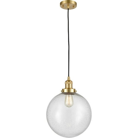 

Satin Gold Tone Mini Pendants 12 Wide Seedy Glass Steel/Cast Brass/Glass Medium Base LED 1 Light Fixture