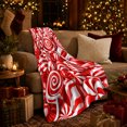 thumbnail image 3 of Playful Red White Candy Swirl Pattern Glossy Realistic, Festive Holiday Scene, Warm Flannel Blanket for Living Room and Family Room, Art Lovers Housewarming Gift, Festive Home Decor, 3 of 9