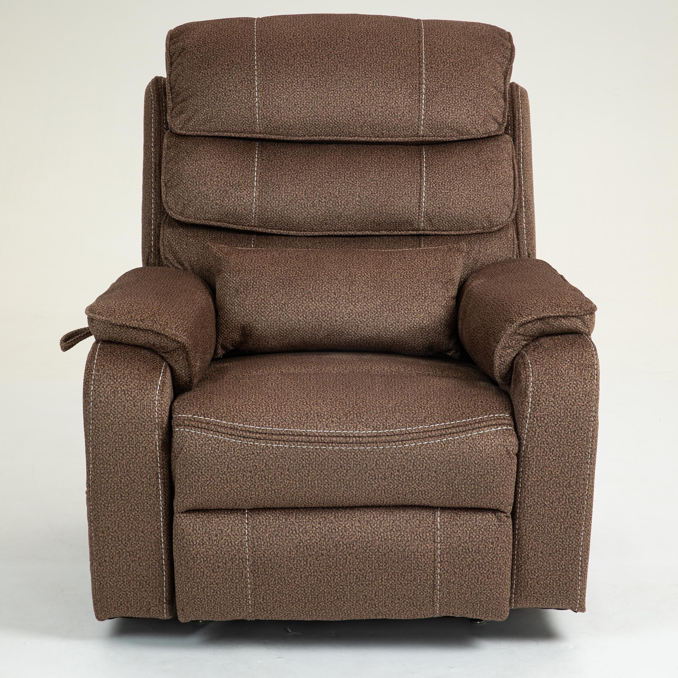 LEGAHOME Oversized Lift Recliner Chair with Wireless Phone Charging and Retractable Tray Table, 180 Degree Lying Flat Electric Power Sofa with Heat & Massage, Side Pocket, Cup Holder, Brown